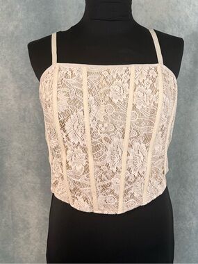 Torrid Ivory Lace Bustier Style Cropped Tank Size 1X